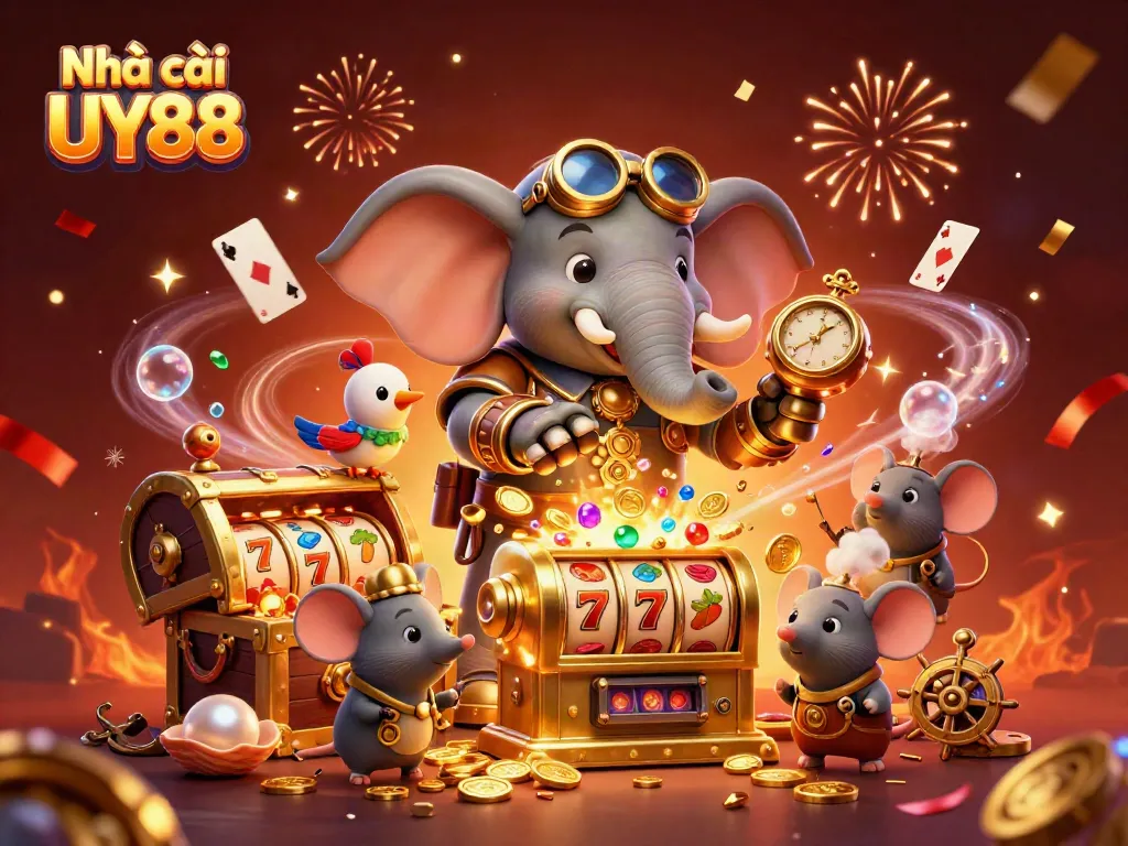 Experience excitement at Nhà cái UY88 with our unique slot machine adventure featuring thrilling characters and vibrant elements.