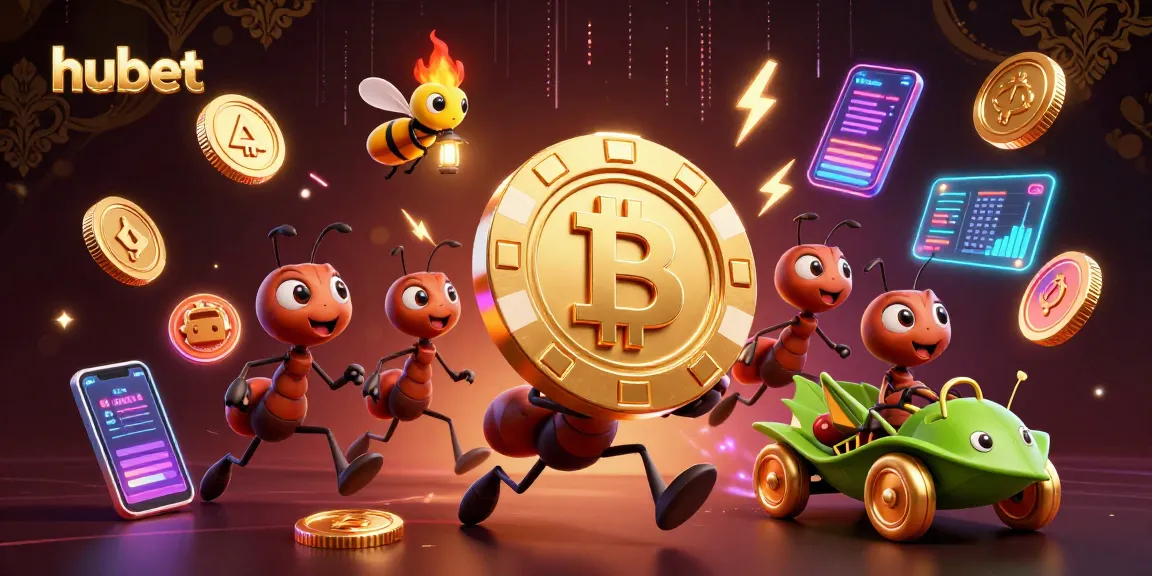 hubet offers action-packed gaming experiences with giant poker chips in a vibrant casino heist.
