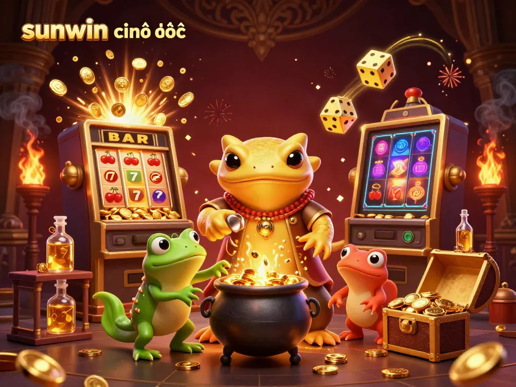 Engage with sunwin chính thức as dynamic 3D characters celebrate casino jackpots and whimsical gaming.